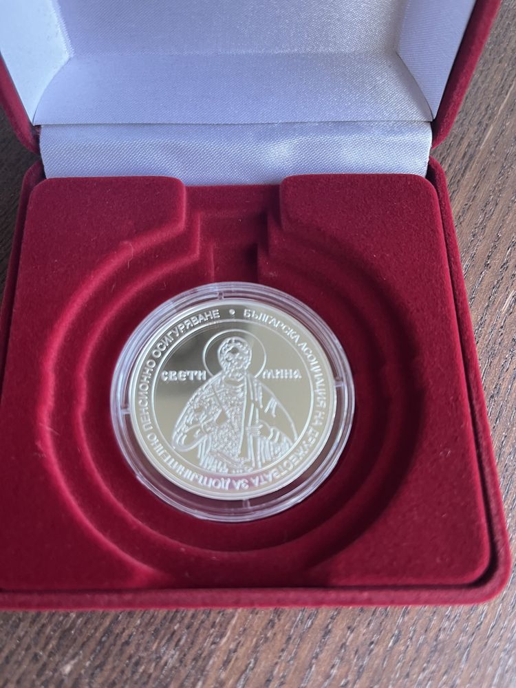 Сребърна монета Света Мина на БГ асоциация доп. пенсионно осигуряване