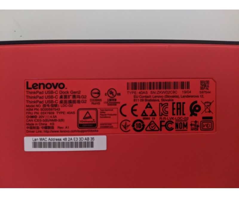 Докинг станция LENOVO THINKPAD USB-C DOCK (40AS) + Гаранция