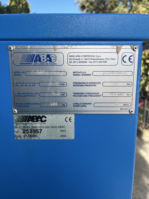 Винтов компресор Abac Formula 7.5kw с ресивър 500lt и вграден сушител