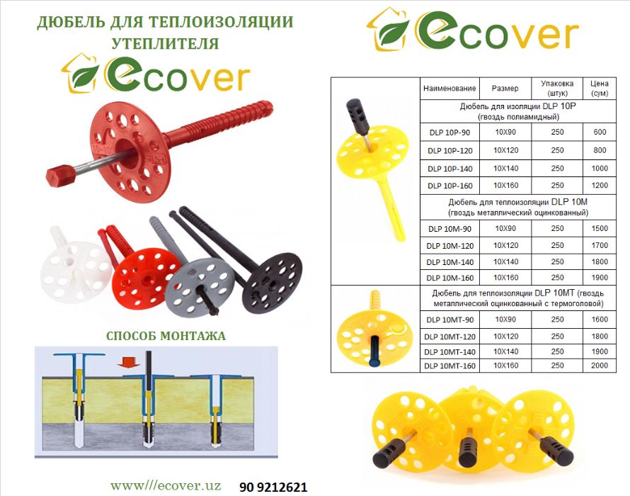Дюбель- гвозди для теплоизоляции и утеплителя