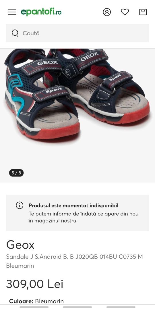 Sandale noi GEOX Respira J S.Android Bleumarin, piele naturală, Nr. 34
