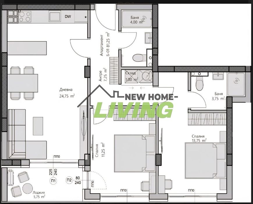 3-стаен в Пловдив-Смирненски площ 96 цена 141061