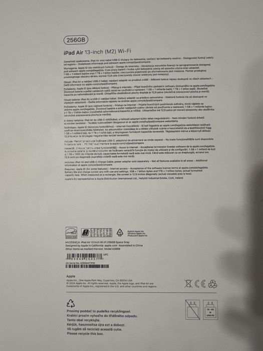 APPLE IPAD AIR 13inch M2 256gb WIFI Space Gray 100%батерия
