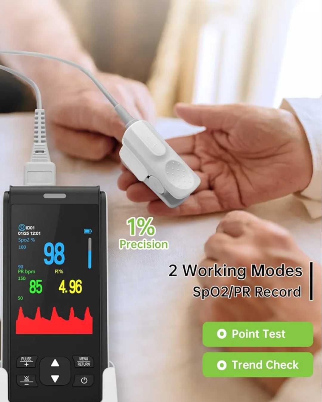 Пулсоксиметър HealthTree за бебета кислороден монитор