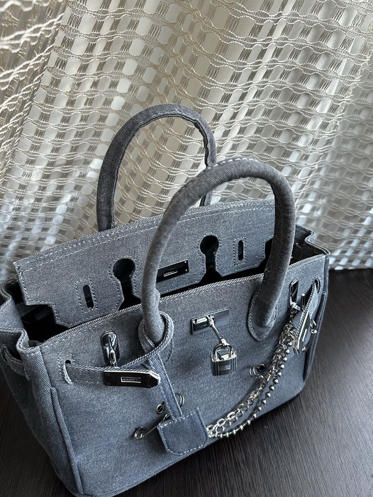 Джинсовая сумка под Hermes + подарочная упаковка