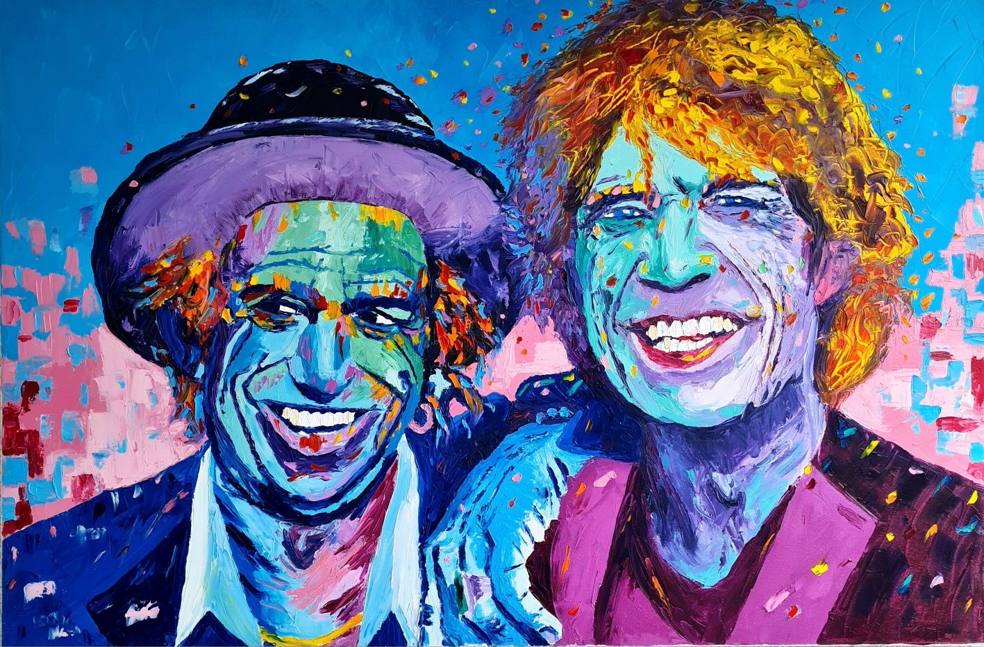 Маслена картина - Мик Джагър, Кийт Ричардс The Rolling Stones. 81x54cm