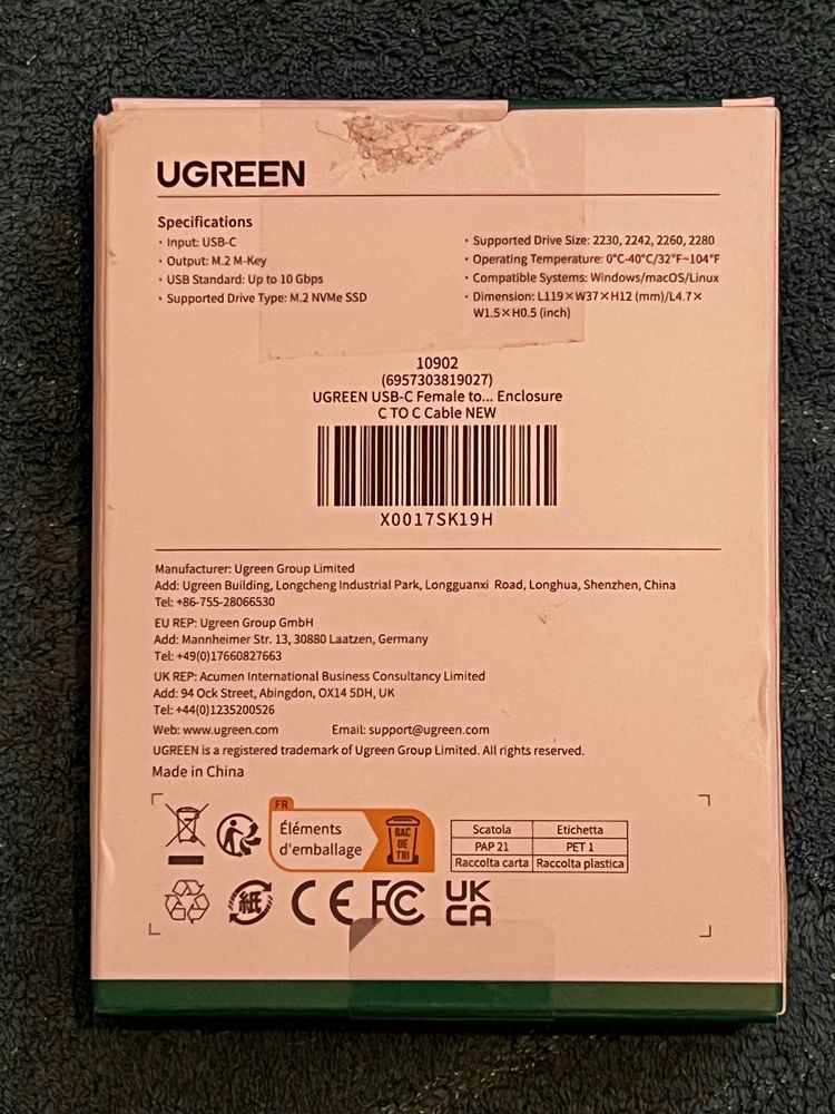 UGREEN M.2 NVME Hard Drive Enclosure