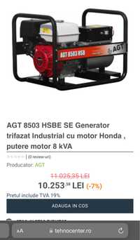 Vand generator curent 8kwa AGT