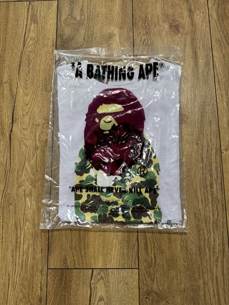 Bape Green Camo Big Head White T-shirt