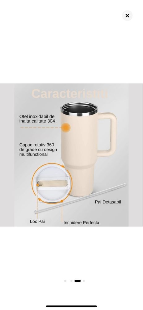 Cana termos cu capac si pai
