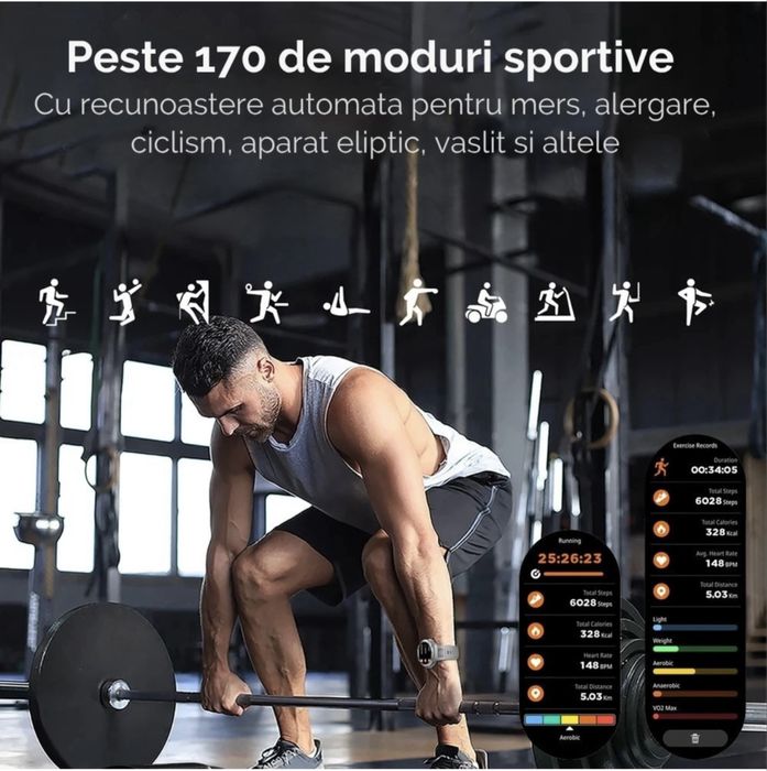 Smartwatch IOS/Android PENTRU BARBATI cu GPS , Baterie 500 mAh ,