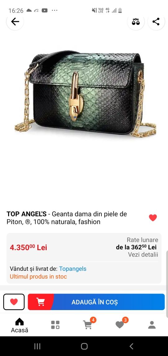 Geanta TOP ANGEL'S piele exotica 100% piton