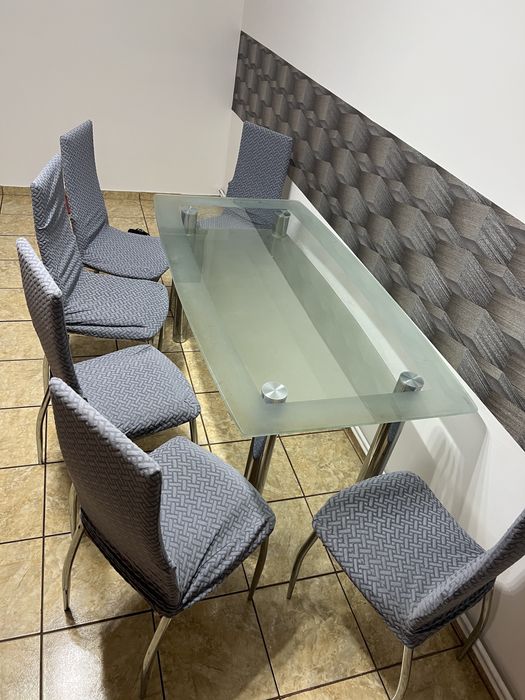 Masa Staer din sticla 6 persoane si 2 scaune