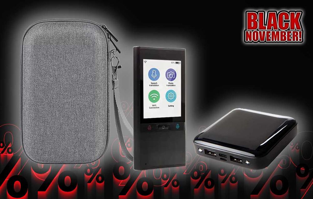 AI преводач със 106 езика, преносима външна батерия и стилен калъф