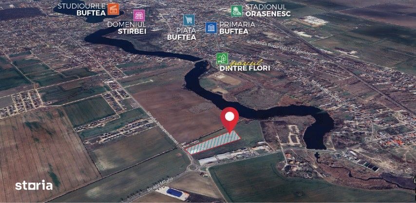 Teren 12350 mp, intravilan, amplasare de exceptie in Buftea, Ilfov
