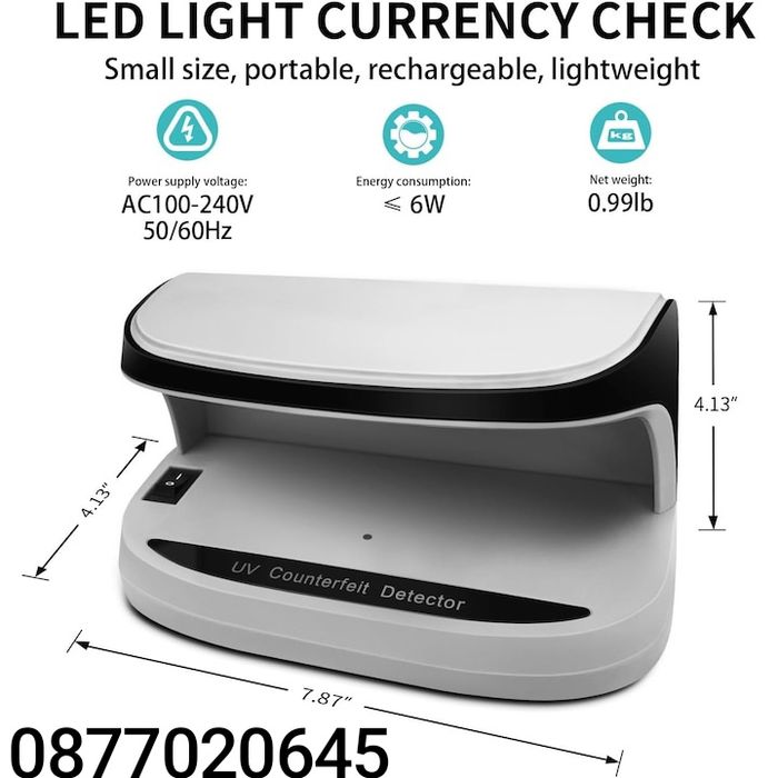 Детектор за банкноти, с батерия, UV LED светлина, проверка на банкноти