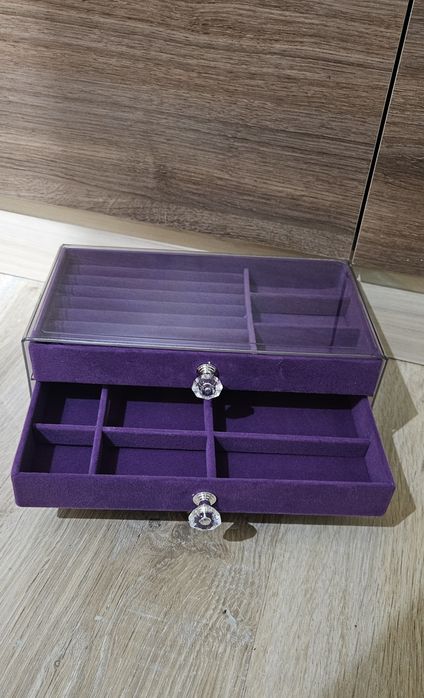 Organizator caseta cutie bijuterii aur argint inel cercei brățară