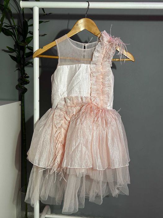Valmax Couture Pink Tulle Feather Dress 8y