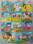 Set puzzle din lemn pentru copii - 12 modele colorate