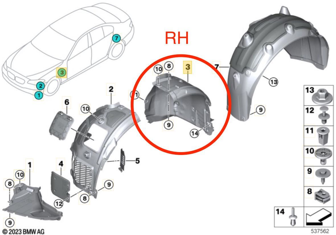 Carenaj roata fata dreapta BMW SERIES 5 (G30/G31)  oem-7340796