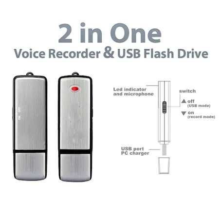 Reportofon spion microfon disimulat in Stick USB 32GB, 24oreAutonomie