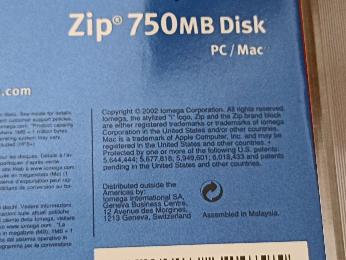 Diskete discheta floppy Iomega Zip 750 mb