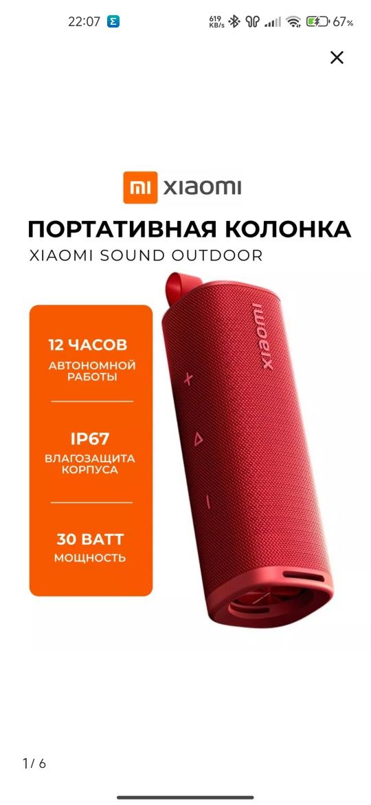 Xiaomi Sound Outdoor 30W Красный