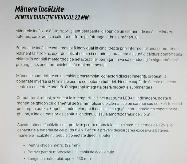 Manere incalzite motocicleta