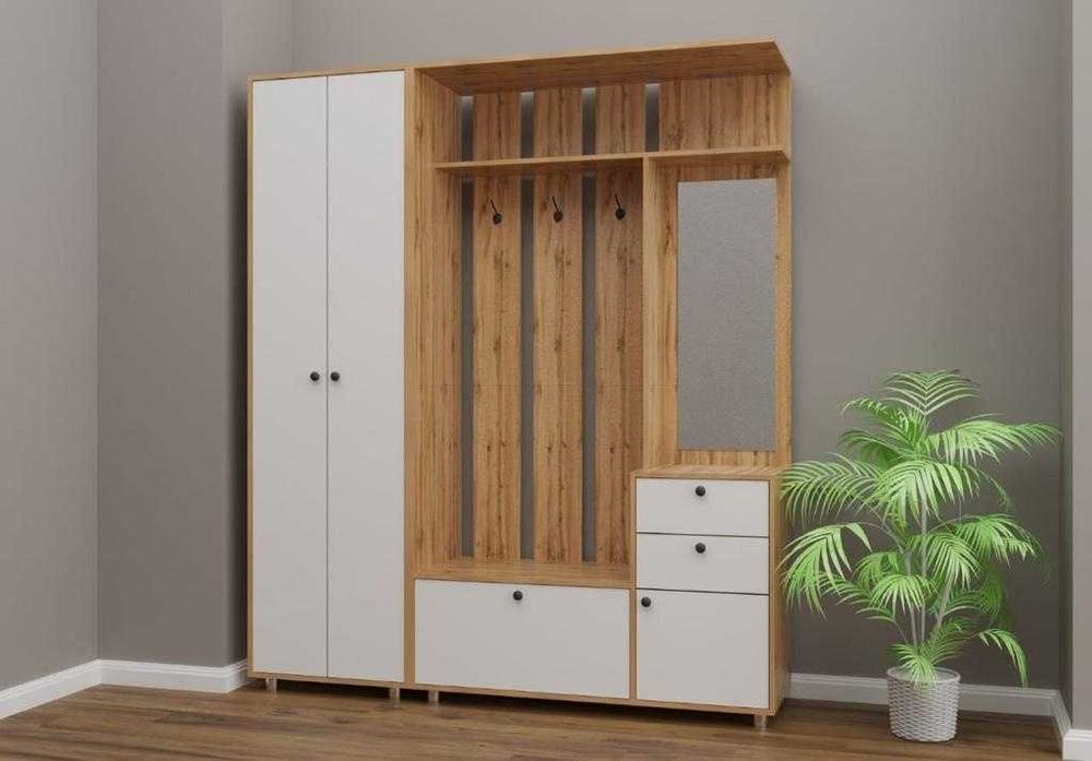 Акция! Прихожая Жануя 150x35x200, комби белый от Азия Склад А107756