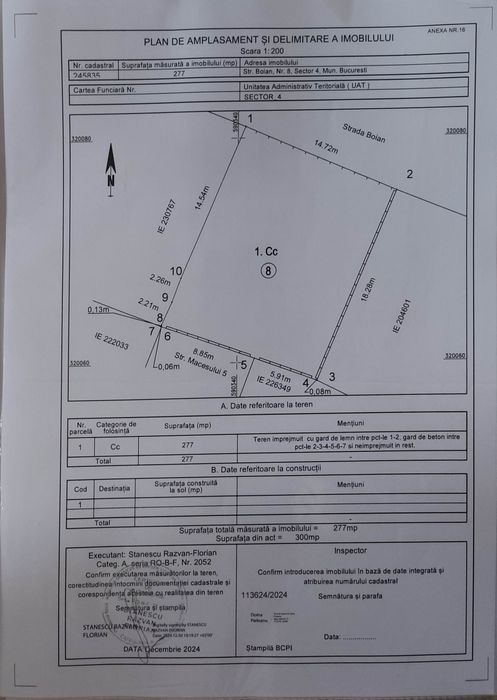 Teren intravilan de vanzare,277mp Aparatorii Patriei