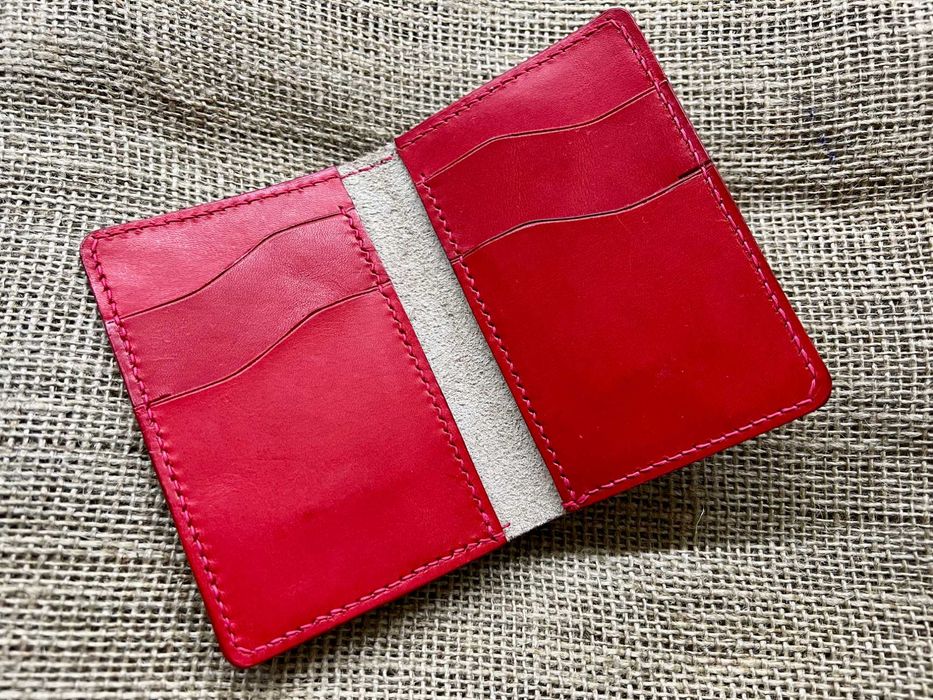 Vand portofel piele handmade rosu, galben