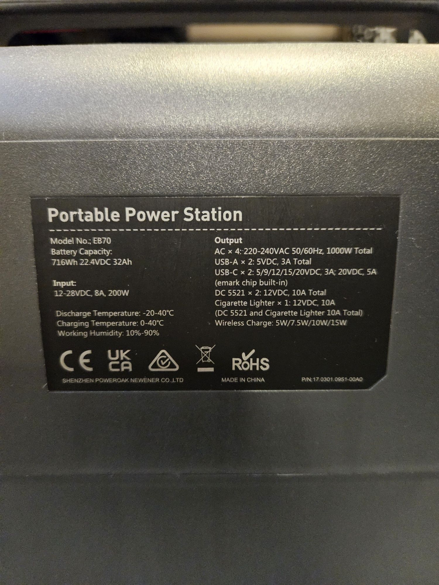 Generator curent PowerOak EB70,1000w NOU