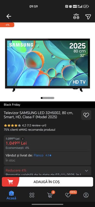 Televizor nou, sigilat, Samsung Smart 32" HD Ready LED UE32H5002