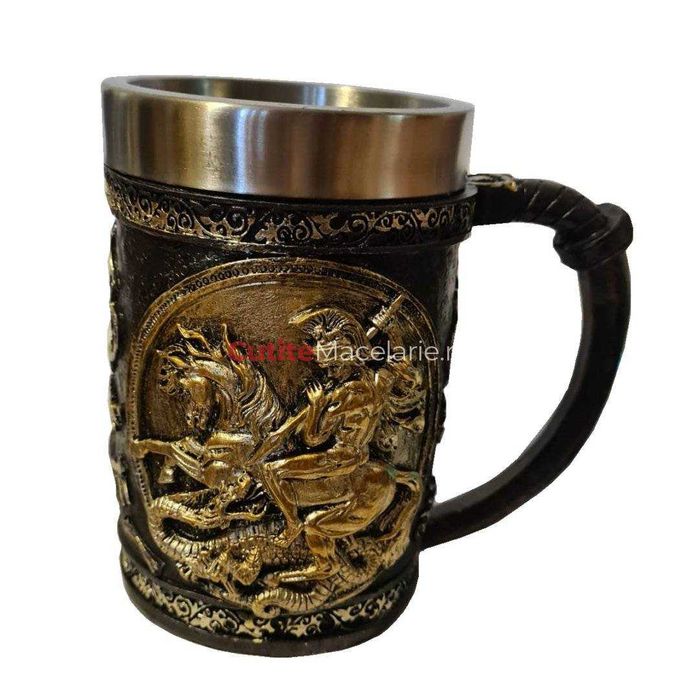 Halba de Bere Dragonslayer, 500 ml, Inox + Rasina, Multicolora