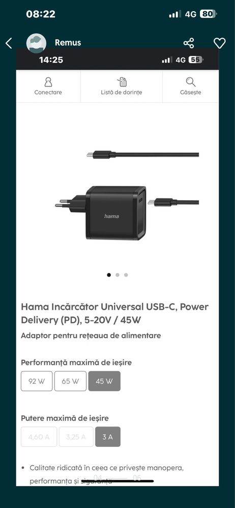 Încărcător original Hama 45W