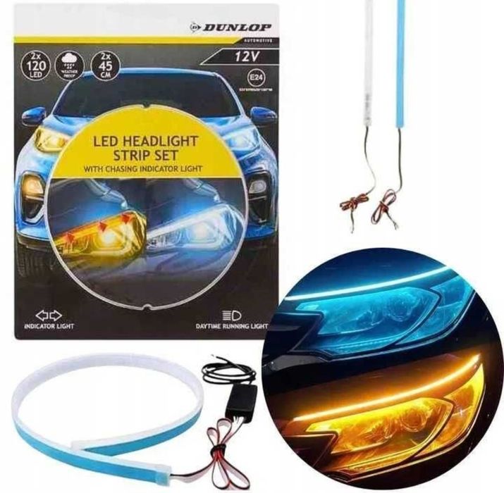 Dunlop LED ленти за автомобилни дневни светлини мигач бяло,жълто