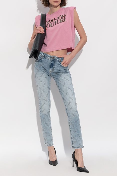 Дамска тениска Versace Jeans Couture logo print cropperd