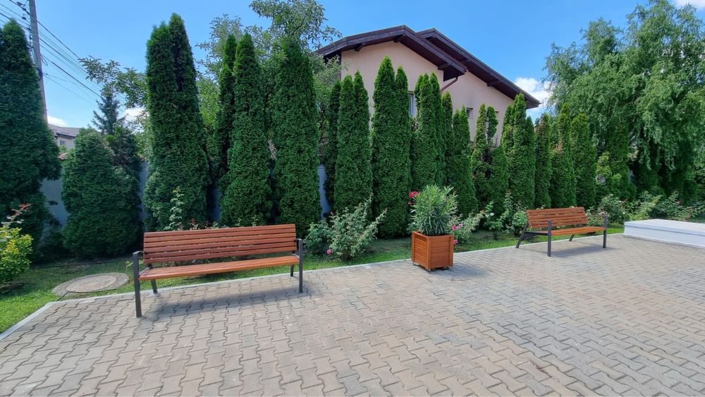 Banca stradala / banca parc / ghivece si jardiniere lemn / plante