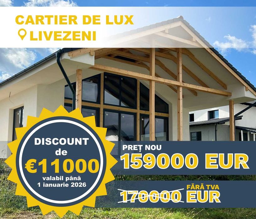 PREȚ NOU discount€11000. Casă premium la Livezeni, preț de apartament.