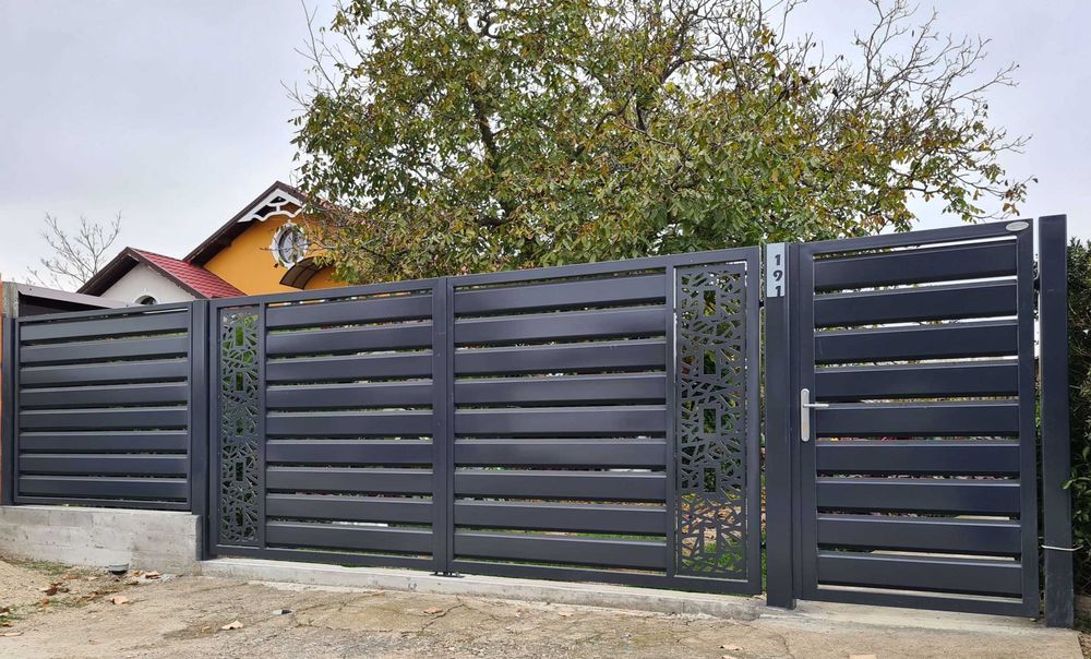 Garduri si porti moderne din lemn, fier, sipca metalica, plasa bordura