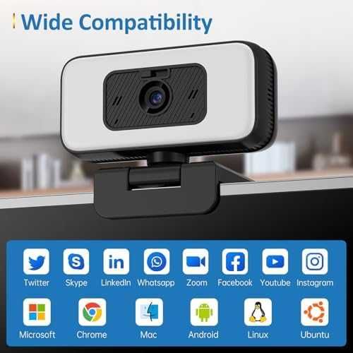 Нова USB уеб камера 2K 60fps с шумопотискане, зуум и LED осветление
