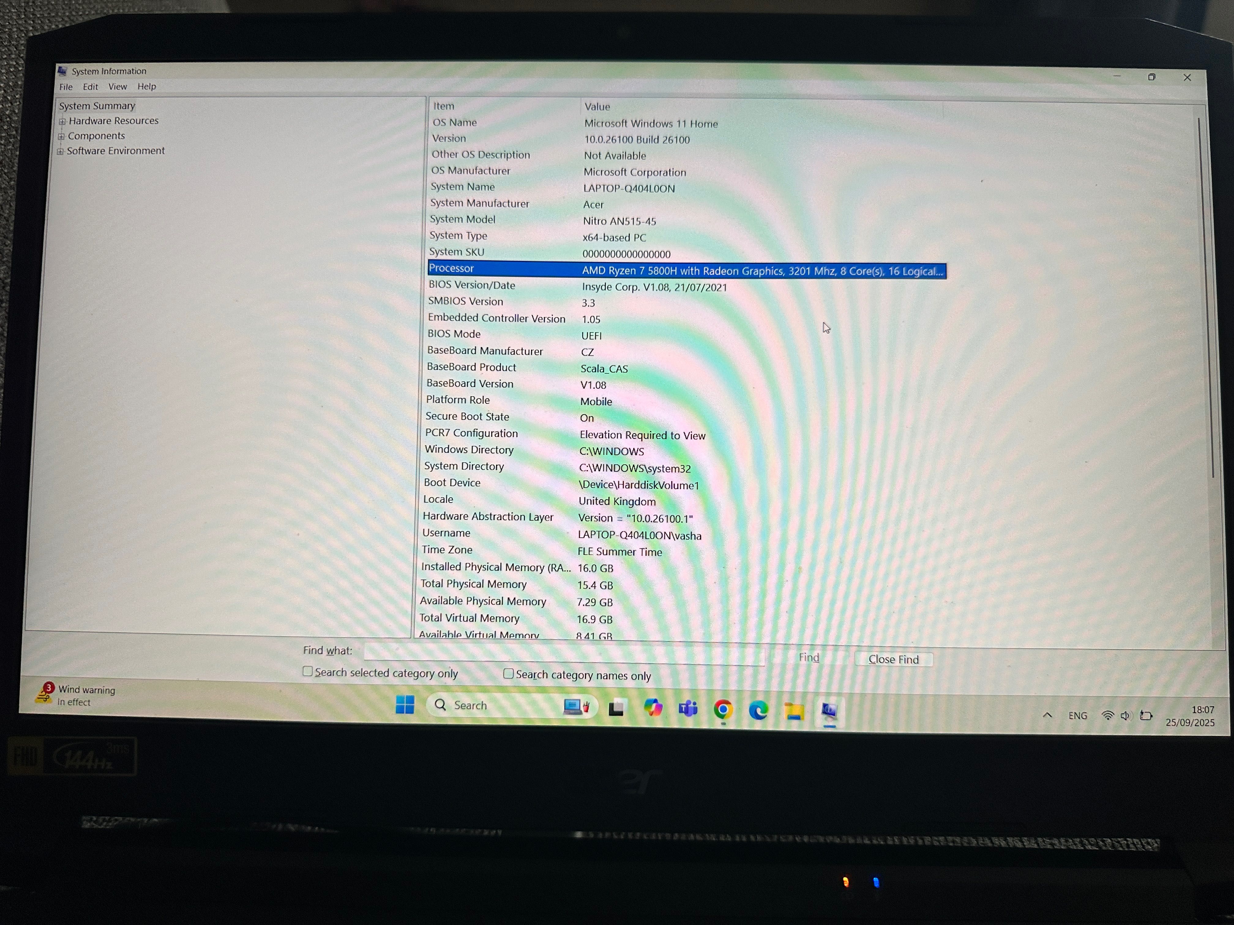 Acer Nitro 5 / Ryzen 7 /Nvidia RTX 3070 / 16 GB RAM / 1 TB SSD