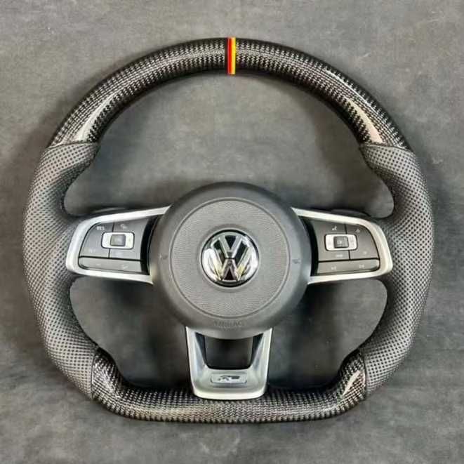 VW R спортен карбонов волан с трицветен маркер (German Style)
