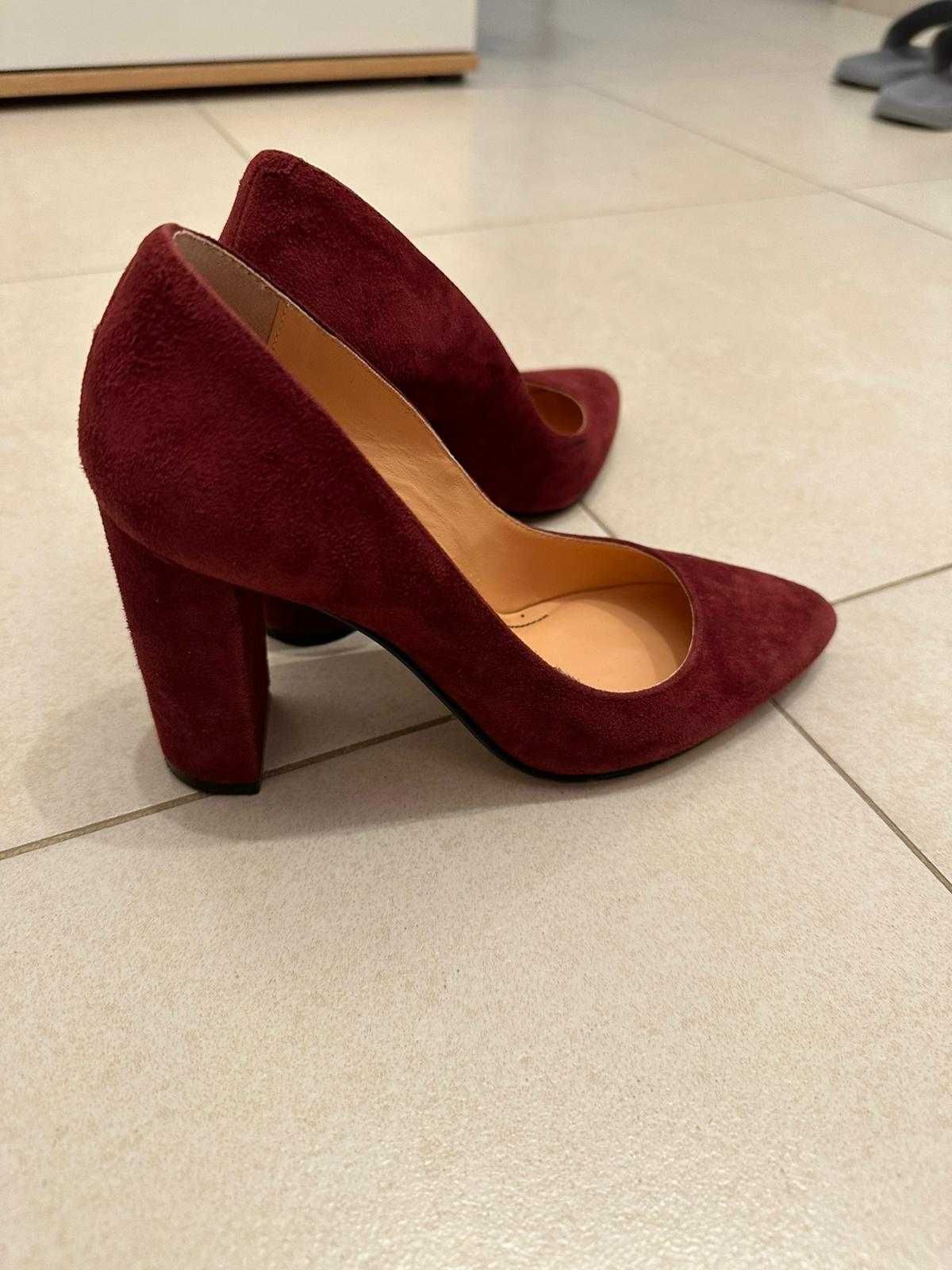 Pantofi din piele intoarsa Musette, culoarea burgundy, marimea 36