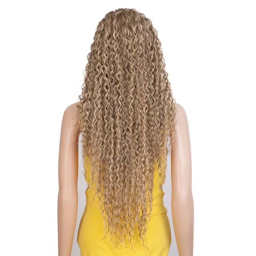 Peruca F103 Blonda Ombre Afro Creata Ondulata suvite Gri Blond Cenusiu