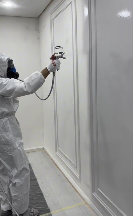 Побелить эмульсией,  закатка  стен,  безвоздушны, покраска стен