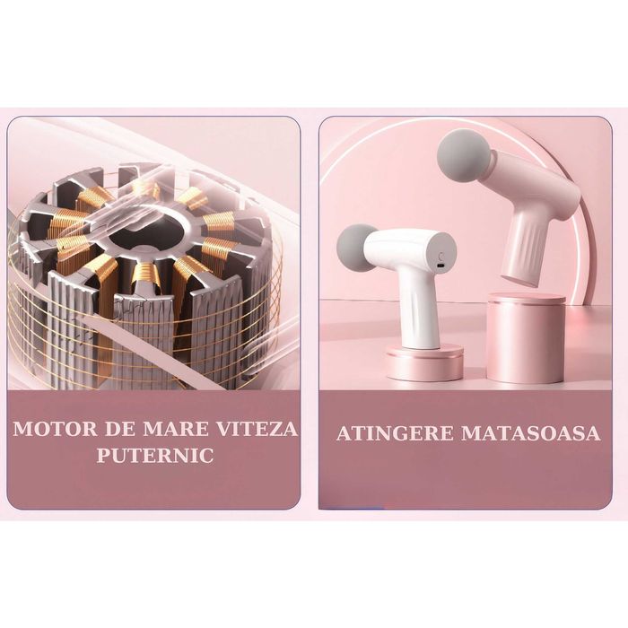 Mini Aparat de Masaj Muscular si Facial Portabil Tip Pistol Acumulator