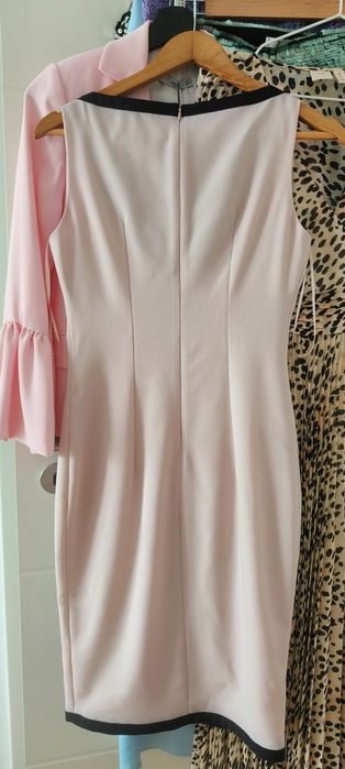 Rochie bodyicon office NISSA 36 roz pal si sacou negru