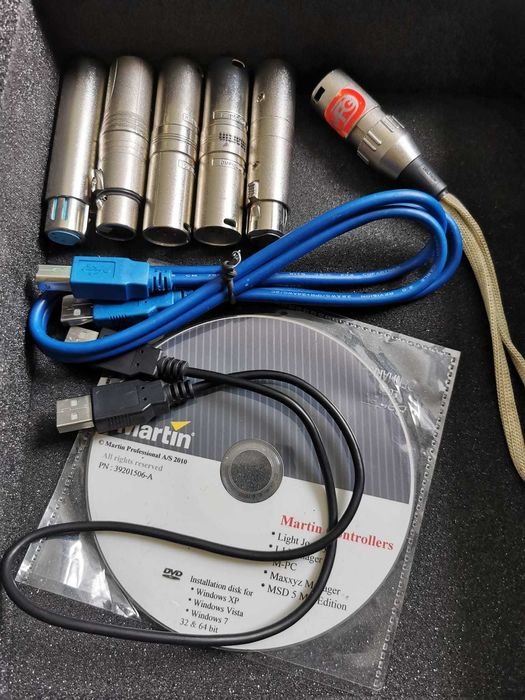 cutie carton neagră CD martin light jockey + 5 usb + XLR capăt 5 pini