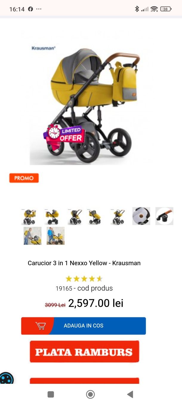 Cărucior Krausman Nexo Yellow